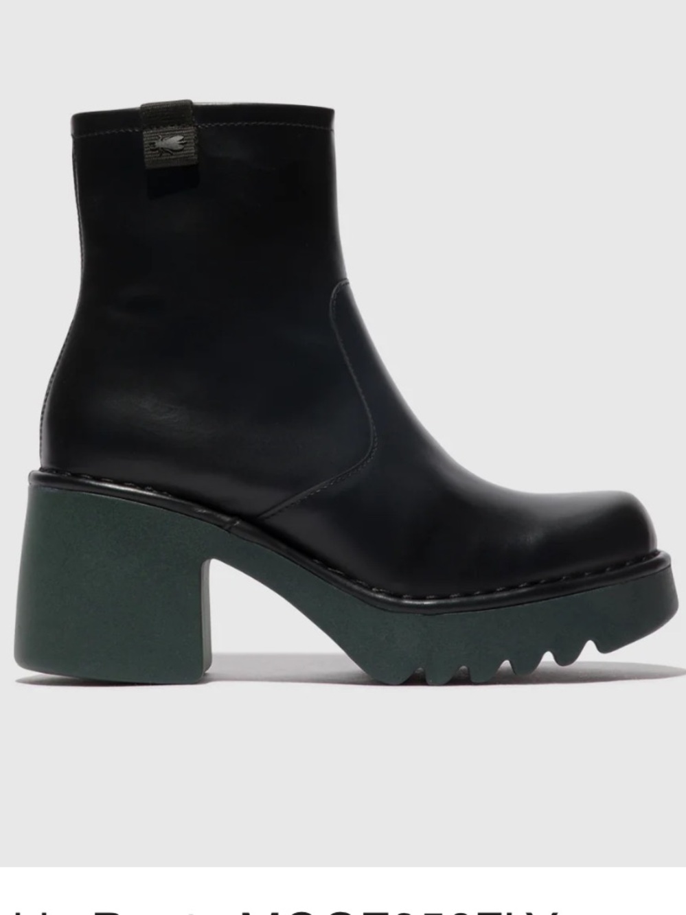 Fly London Rare Moge Black Zip Up Ankle Boots Chunky Platform Lug Sole sz 40